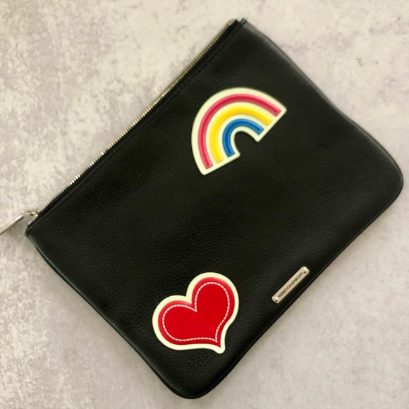 Rebecca Minkoff Good Vibes Leather Emoji Clutch Bag - Picture 2 of 5